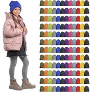 YACHT & SMITH 144 Pack of Wholesale Beanie and Winter Bulk Kids Adults Bulk Sets, Homeless Donation Shelters (Kids Bright Beanies)