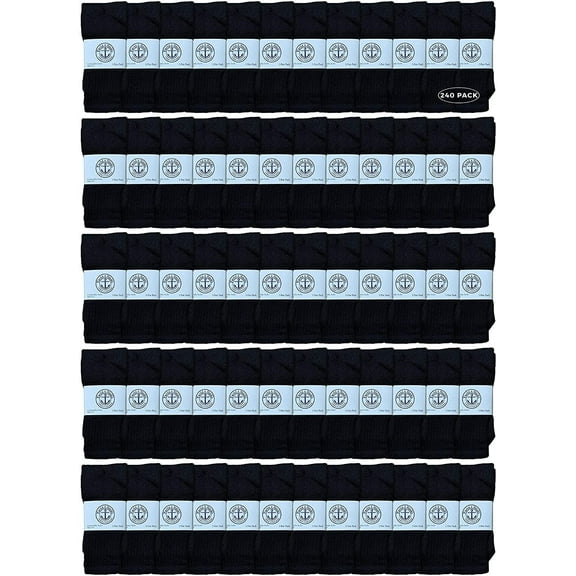 Yacht & Smith 17 Inch Wholesale Kids Tube Socks, Children's Cotton Tube Socks - 6-8 - Black - 240 Packs
