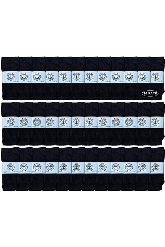 17 Inch Wholeasle Kids Tube Socks, Childrens Cotton Tube Socks - 6-8 - Black - 36 Packs