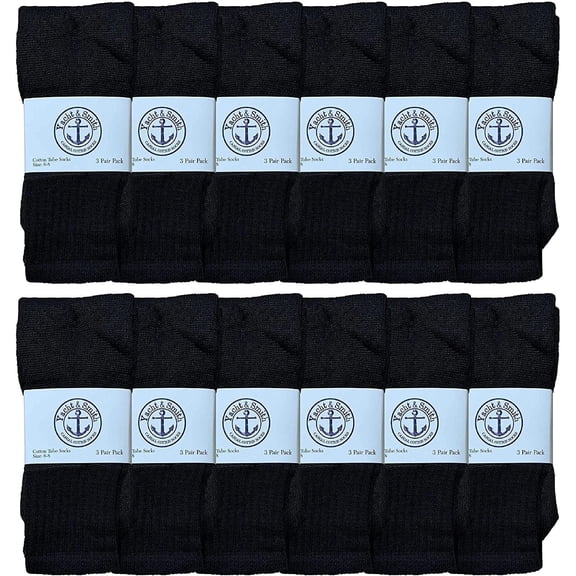 Yacht & Smith 17 Inch Wholeasle Kids Tube Socks, Childrens Cotton Tube Socks - 6-8 - Black - 72 Packs