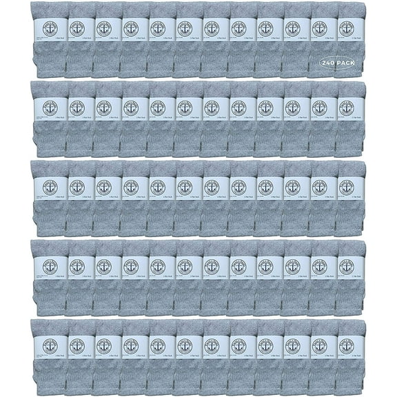 Yacht & Smith 17 Inch Wholeasle Kids Tube Socks, Childrens Cotton Tube Socks - 6-8 - Gray - 240 Packs