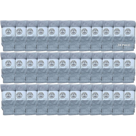 Yacht & Smith 17 Inch Wholeasle Kids Tube Socks, Childrens Cotton Tube Socks - 6-8 - Gray - 36 Packs