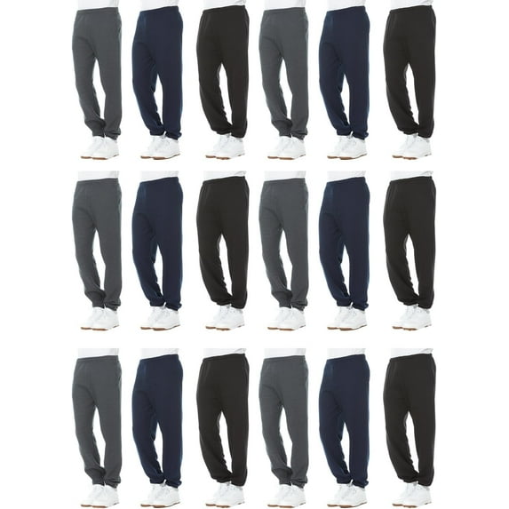 Yacht & Smith 18 Pack Wholesale Mens Jogger Sweatpants, No Pockets, No Drawstring, Homeless Shelter Donation Case, Comfy Bulk Joggers for Men