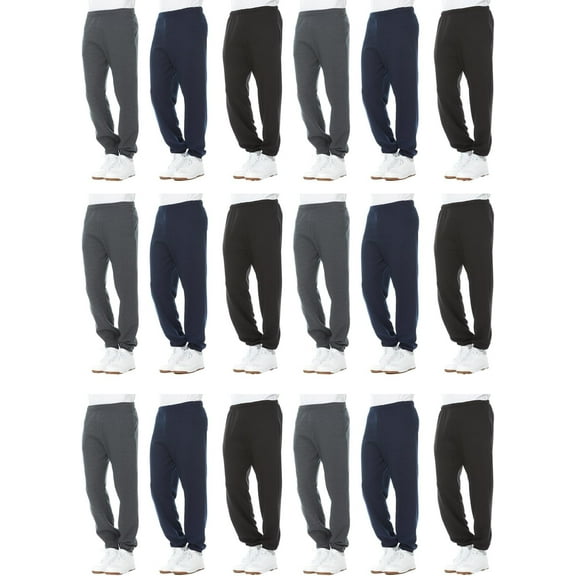 Yacht & Smith 18 Pack Wholesale Mens Jogger Sweatpants, No Pockets, No Drawstring, Homeless Shelter Donation Case, Comfy Bulk Joggers for Men
