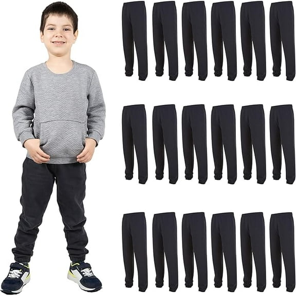 Yacht & Smith 18 Pack of Boys Jogger Bulk Sweatpants, Gray, Comfy Lounge Joggers for Kids (Gray, Large)