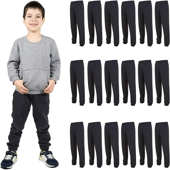 Yacht & Smith 18 Pack of Boys Jogger Bulk Sweatpants, Gray, Comfy Lounge Joggers for Kids (Gray, Small)