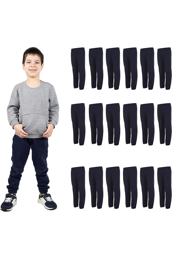 18 Pack of Boys Jogger Bulk Sweatpants, Navy, Comfy Lounge Joggers for Kids (Navy, Medium)