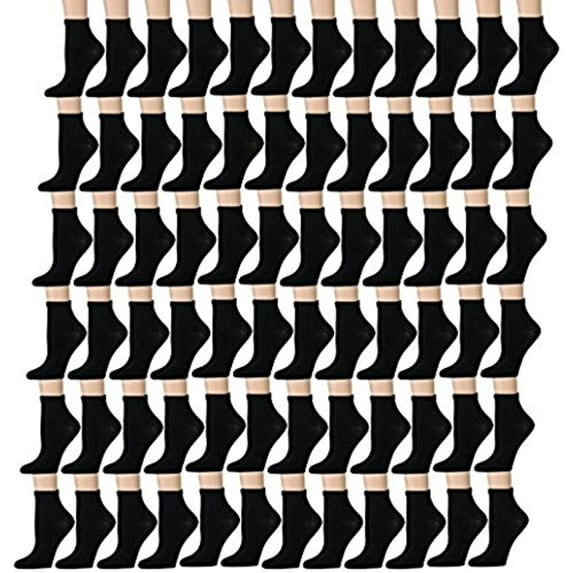 Yacht & Smith 180 Pairs Case of Kids Ankle Socks, Wholesale Bulk Pack Sports Sock for boys and girls (Black, 4-6)