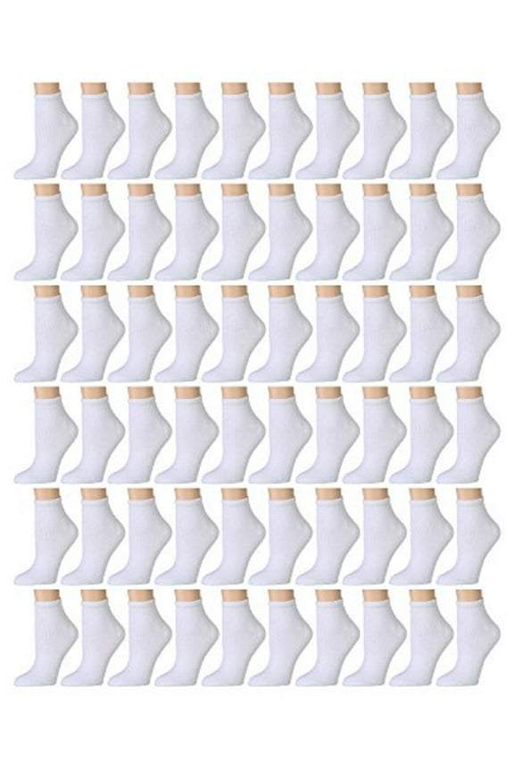 Yacht & Smith 180 Pairs Case of Kids Ankle Socks, Wholesale Bulk Pack Sports Sock for boys and girls, (White, 4-6)