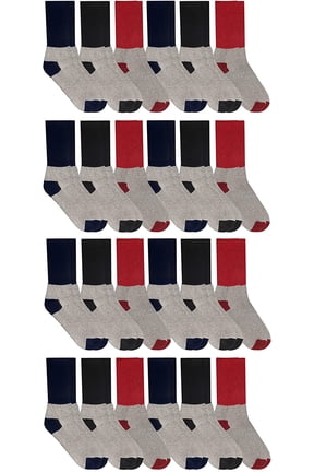 24 Mens & Womens Cotton Thermal Crew Socks, Cold Weather Boot Sock Shoe Size 8-12 (Assorted Mens 10-13)