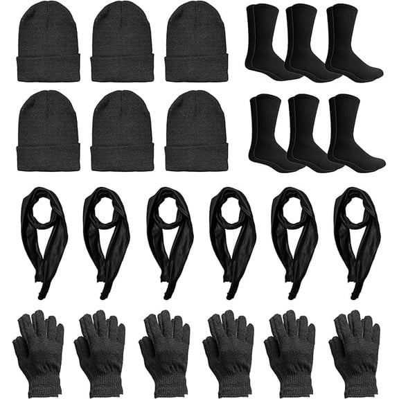 Yacht & Smith 24 Pack Wholesale Bulk Winter Thermal Beanies Skull Caps, Thermal Gloves Unisex, (Mens 6Pc Combo A)