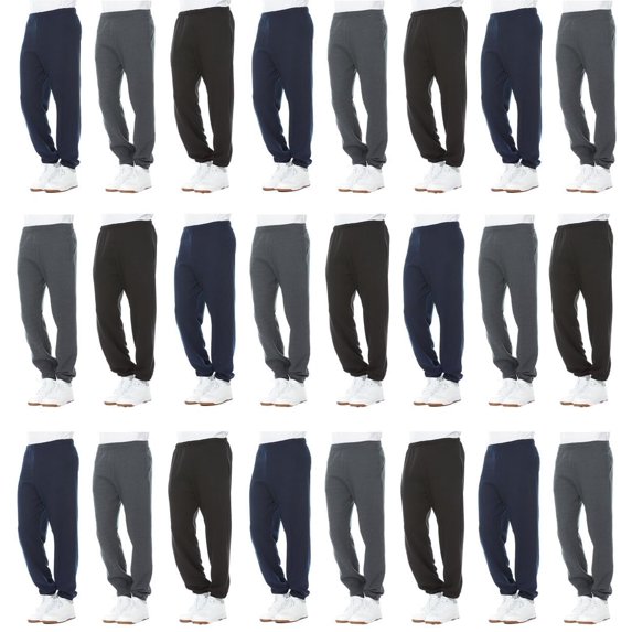 Yacht & Smith 24 Pack Wholesale Mens Jogger Sweatpants, No Pockets, No Drawstring, Homeless Shelter Donation, Comfy Bulk Joggers for Men, Gray Black Navy Blue (Small)