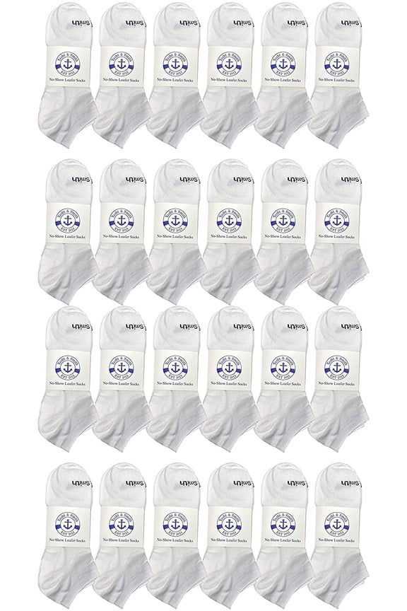 24 Pair Low Cut Socks Thin Comfortable Lightweight Breathable Wholesale Bulk Sport Socks (WHITE, Men)