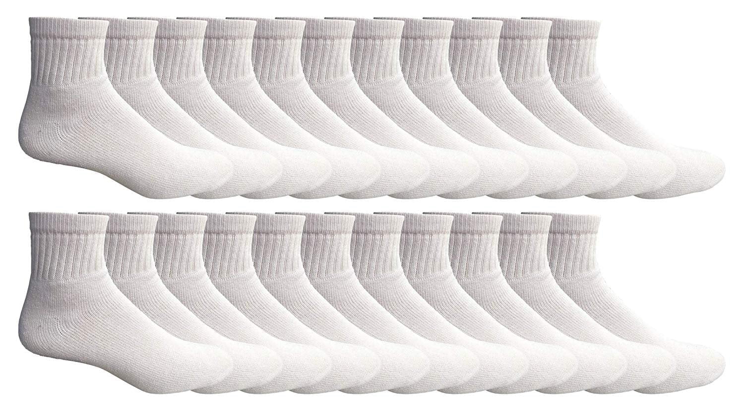 Yacht & Smith 24 Pair Mens & Womens Ankle Sports Socks by SOCKS'NBULK White