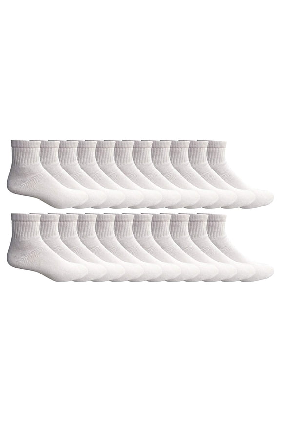 24 Pair Mens & Womens Ankle Sports Socks by SOCKS'NBULK White