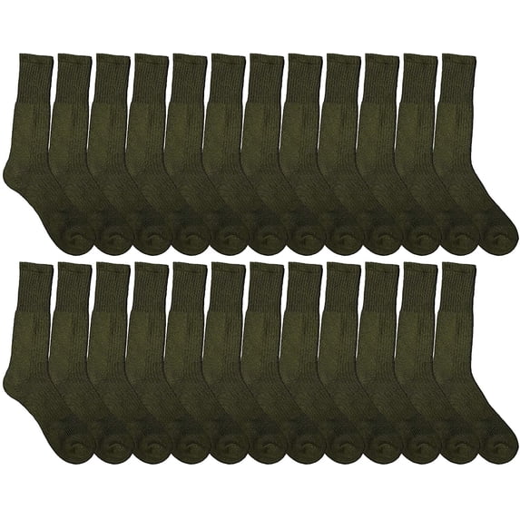 Yacht & Smith 24 Pairs Mens Military Thick Padded Terry Lined Cotton Bulk Socks