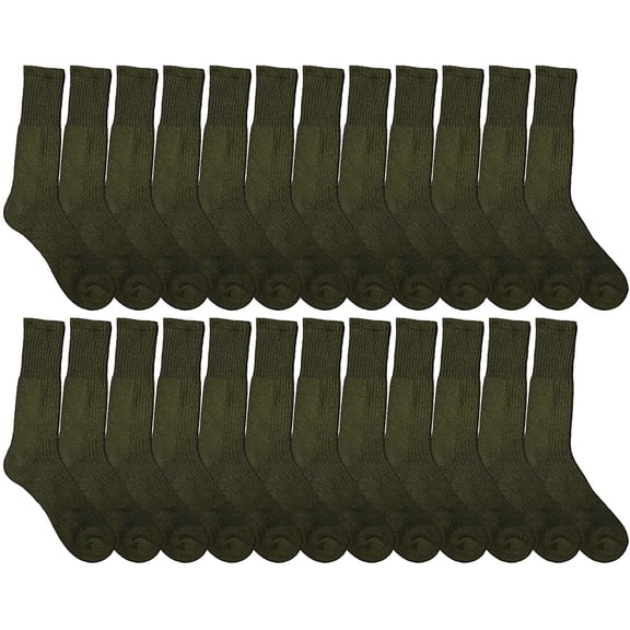 Yacht & Smith 24 Pairs Mens Military Thick Padded Terry Lined Cotton Bulk Socks