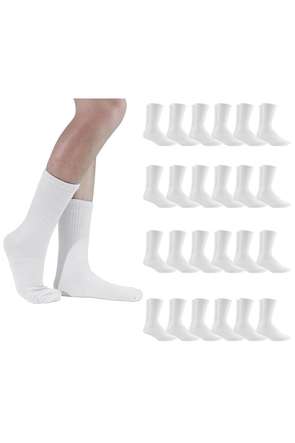 24 Pairs Womens Wholesale Bulk Sports Crew, Athletic Case Pack Socks, by SOCKS'NBULK, Womens 9-11 (Shoe size 5-10)