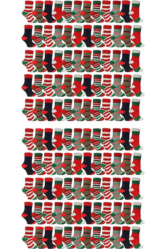 24 Pairs Womens Wholesale Bulk Warm And Cozy Fuzzy Socks, Colorful Winter Socks