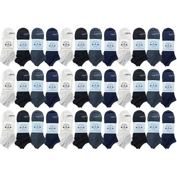 Yacht & Smith 24 Pairs of Low Cut Ankle Socks for Big Kids, Boys Girls, Bulk Pack Sock Size 6-8