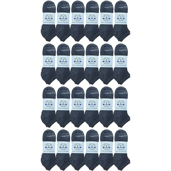 Yacht & Smith 24 Pairs of Low Cut Ankle Socks for Big Kids, Boys Girls, Bulk Pack Sock Size 6-8