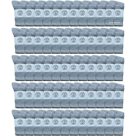 Yacht & Smith 240 Pairs Wholesale Kids Crew Socks, Childrens Cotton Casual Crew Socks Size 6-28