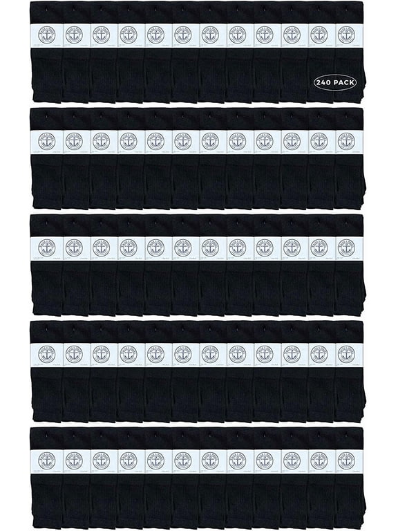 240 Pairs Of Yacht & Smith Wholesale Men's Long Tube Socks, Cotton Sport Tube Socks Size 10-13 (Black)