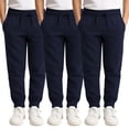 thumbnail image 1 of Yacht & Smith 3 Pack of Boys Jogger Bulk Sweatpants, Black Navy Gray, Comfy Lounge Joggers for Kids, 1 of 7