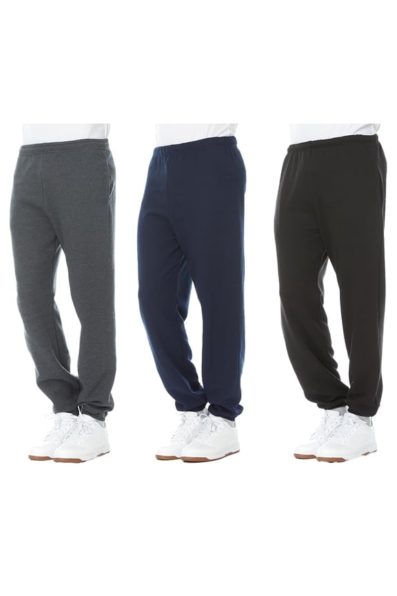 3 Pack of Mens Jogger Bulk Sweatpants, Assorted, Comfy Lounge Joggers for Men Size (Large)