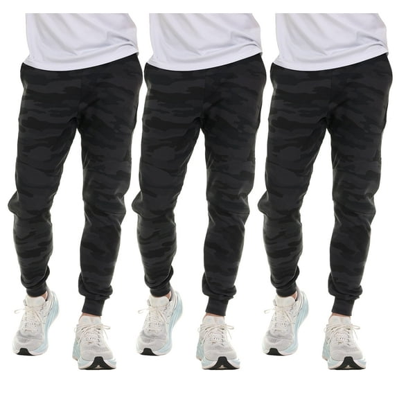 Yacht & Smith 3 Pack of Mens Jogger Bulk Sweatpants, Black Camo, Comfy Lounge Joggers for Men Color Black Camo, Size 2X-Large