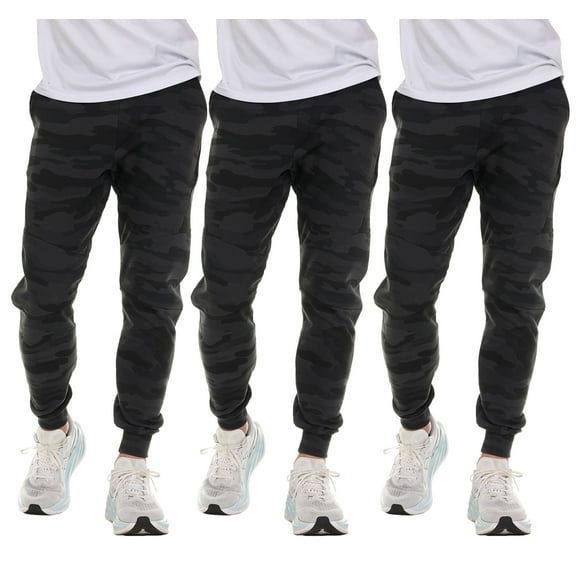 Yacht & Smith 3 Pack of Mens Jogger Bulk Sweatpants, Black Camo, Comfy Lounge Joggers for Men Color Black Camo, Size X-Large
