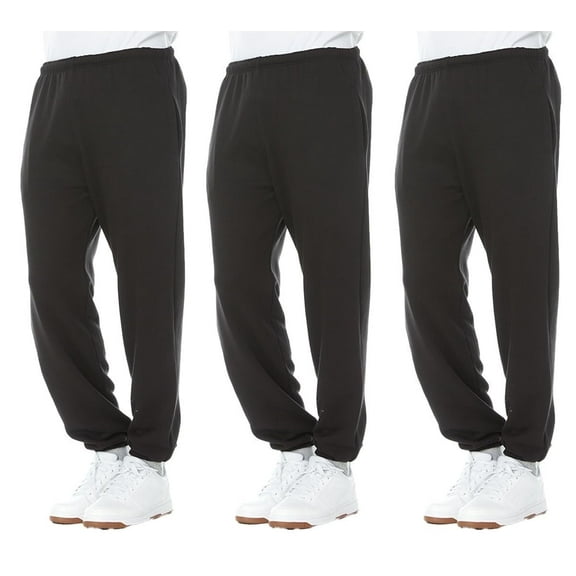 Yacht & Smith 3 Pack of Mens Jogger Bulk Sweatpants, Black, Comfy Lounge Joggers for Men Size (2X-Large)