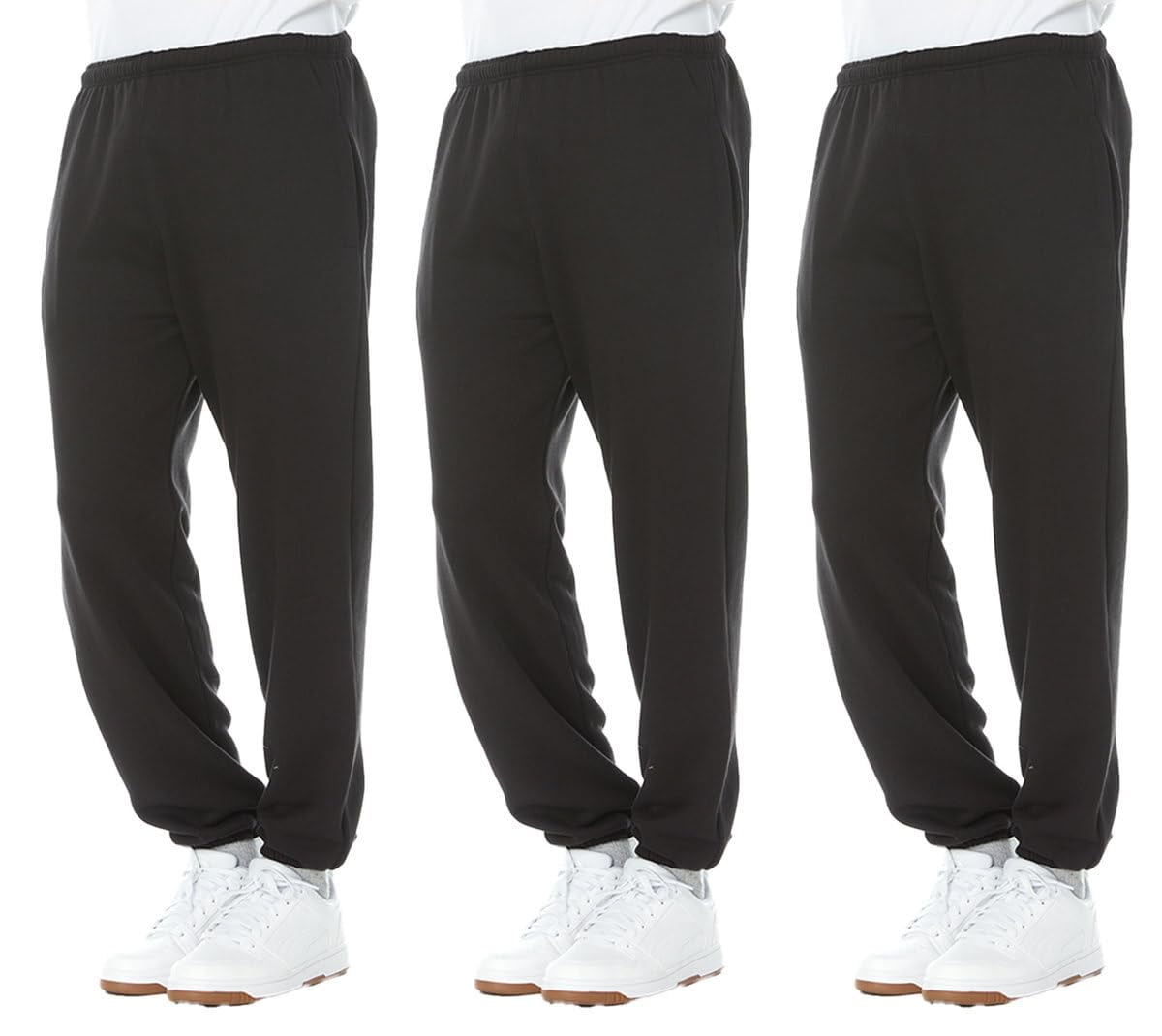 Yacht Smith 3 Pack of Mens Jogger Bulk Sweatpants Black Comfy Lounge Joggers for Men Size Black 2X Large Walmart
