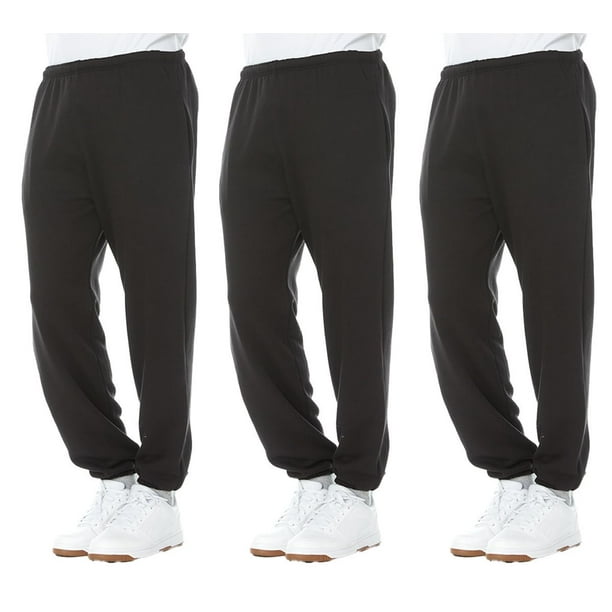 Yacht Smith 3 Pack of Mens Jogger Bulk Sweatpants Black Comfy Lounge Joggers for Men Size Black X Large Walmart Business Supplies