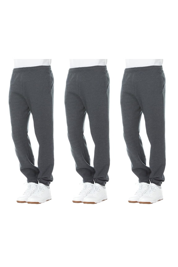 3 Pack of Mens Jogger Bulk Sweatpants, Charcoal Gray, Comfy Lounge Joggers for Men Size (X-Large)