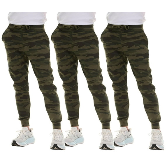 Yacht & Smith 3 Pack of Mens Jogger Bulk Sweatpants, Green Camo, Comfy Lounge Joggers for Men Color Green Camo, Size 2X-Large