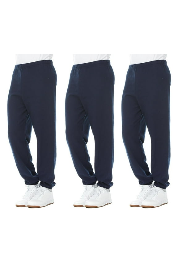 3 Pack of Mens Jogger Bulk Sweatpants, Navy Blue, Comfy Lounge Joggers for Men Size (Medium)