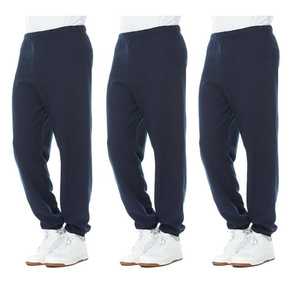 Yacht & Smith 3 Pack of Mens Jogger Bulk Sweatpants, Navy Blue, Comfy Lounge Joggers for Men Size (X-Large)