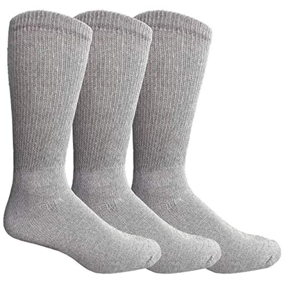 Yacht & Smith 3 Pairs Womens Loose Fit Non-Binding Soft Cotton Diabetic Crew Socks, Bulk Value Pack