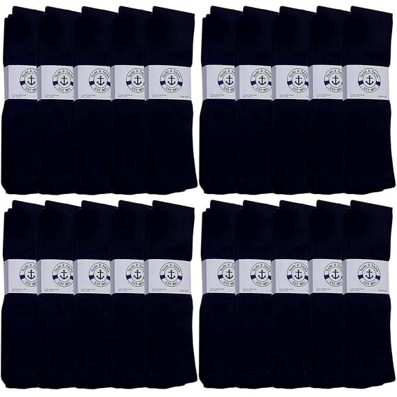Yacht & Smith Wholesale Men's Long Tube Socks, Cotton Sport Tube Socks Size 9-15 (Navy Blue, 72)