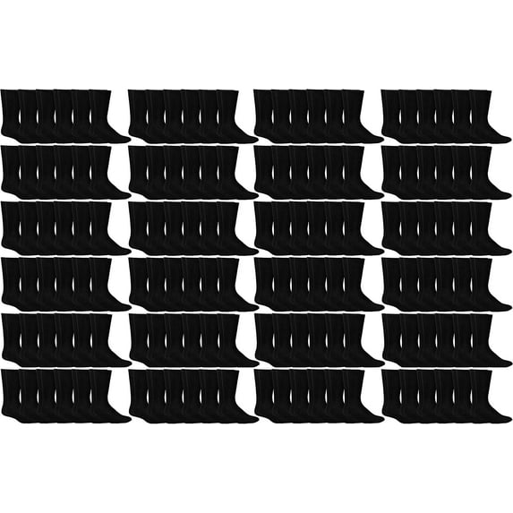 Yacht & Smith 300 Pairs of Mens & Womens Cotton Crew Socks for Homeless Shelter Donations, Cheap, Wholesale Bulk, Case Pack (300 Pairs Mens Black Crew, one_size)