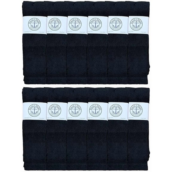 Yacht & Smith 32 Inch Wholesale Men's Long Tube Socks, Cotton Big And Tall Tube Socks Size 13-16 (Black, 12)