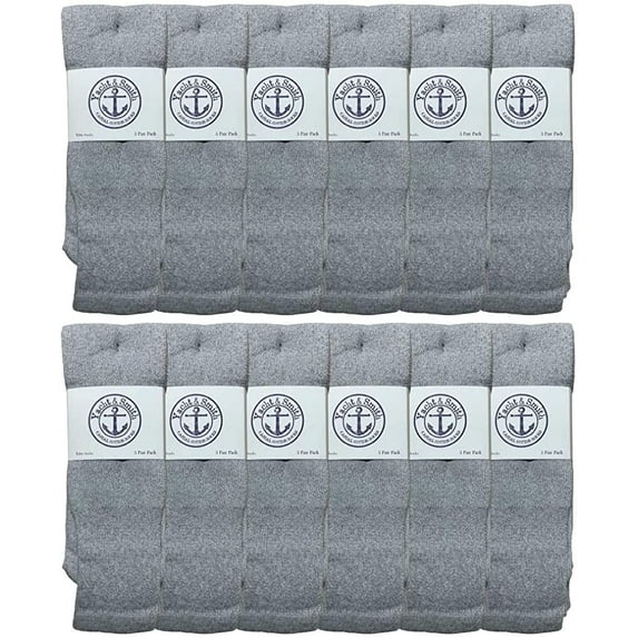 Yacht & Smith 32 Inch Wholesale Men's Long Tube Socks, Cotton Big And Tall Tube Socks Size 13-16 (Gray, 12)