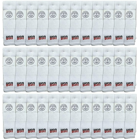 Yacht & Smith 32 Inch Wholesale Men's Long Tube Socks, Cotton Big And Tall Tube Socks Size 13-16 (USA White, 36)
