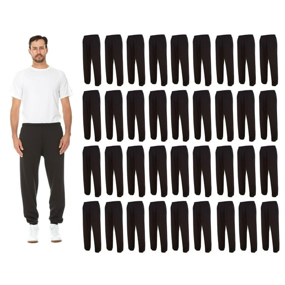 Yacht & Smith 36 Pack Wholesale Bulk Mens Comfy Jogger Sweatpants, No Pockets, No Drawstring, Homeless Shelter Donation, Assorted Colors, X-Large