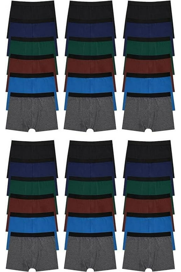36 Pack of Mens Boxer Briefs Underwear Bulk, 100% Cotton, Soft, Comfortable, Assorted Colorful Brief