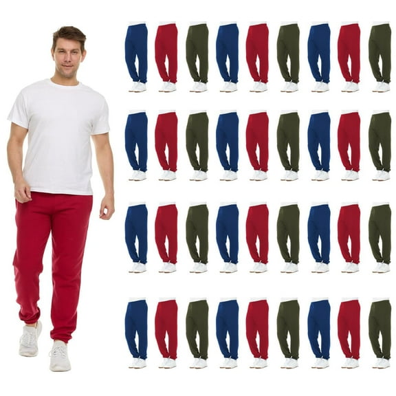 Yacht & Smith 36 Pack of Wholesale Mens Jogger Sweatpants, Homeless Shelter Donation Case, Comfy Bulk Joggers for Men (Color Assorted, Large)