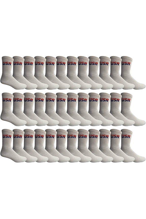 36 Pairs of Crew Socks in Bulk, Mens Womens Wholesale Athletic Cotton Sock, Donations
