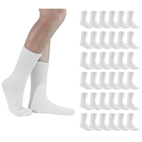 Yacht & Smith 36 Pairs of Crew Socks in Bulk, Mens Womens Wholesale Athletic Cotton Sock, Donations