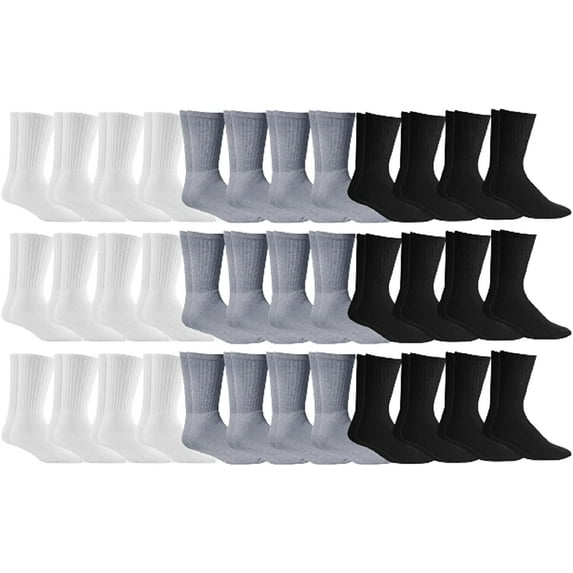 Yacht & Smith 36 Pairs of Crew Socks in Bulk, Mens Womens Wholesale Athletic Cotton Sock, Donations